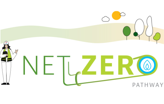 Net Zero Pathway illustration with a construction woman